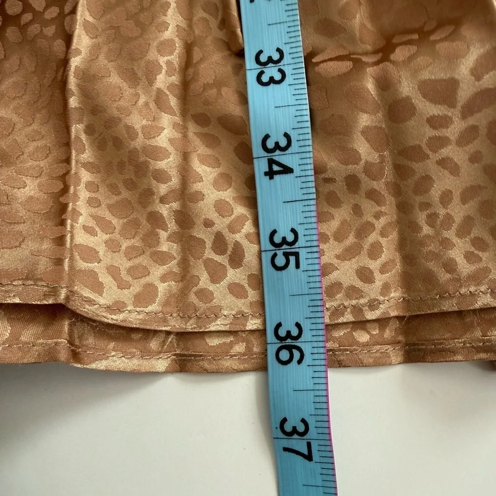 Jodifl Gold Pull On Stretch Waist Cheetah Animal Print Pleated Long Skirt Small